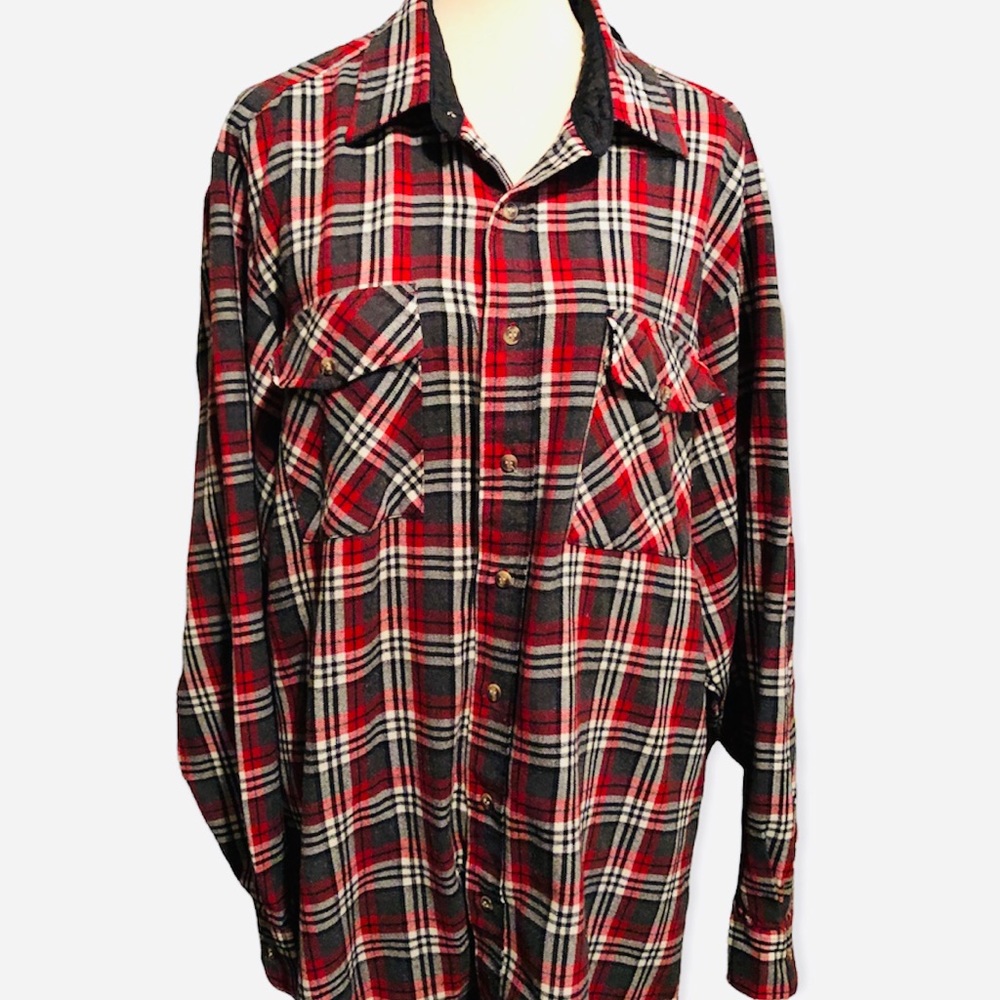 Backpacker plaid vintage shacket, quilted shirt button down